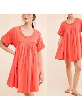 Free People Catalina Coral Short-Sleeve Babydoll Dress